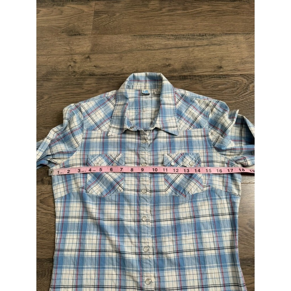 Womens TILT stretch western pearl snap long sleeve button up plaid size M - Picture 7 of 10